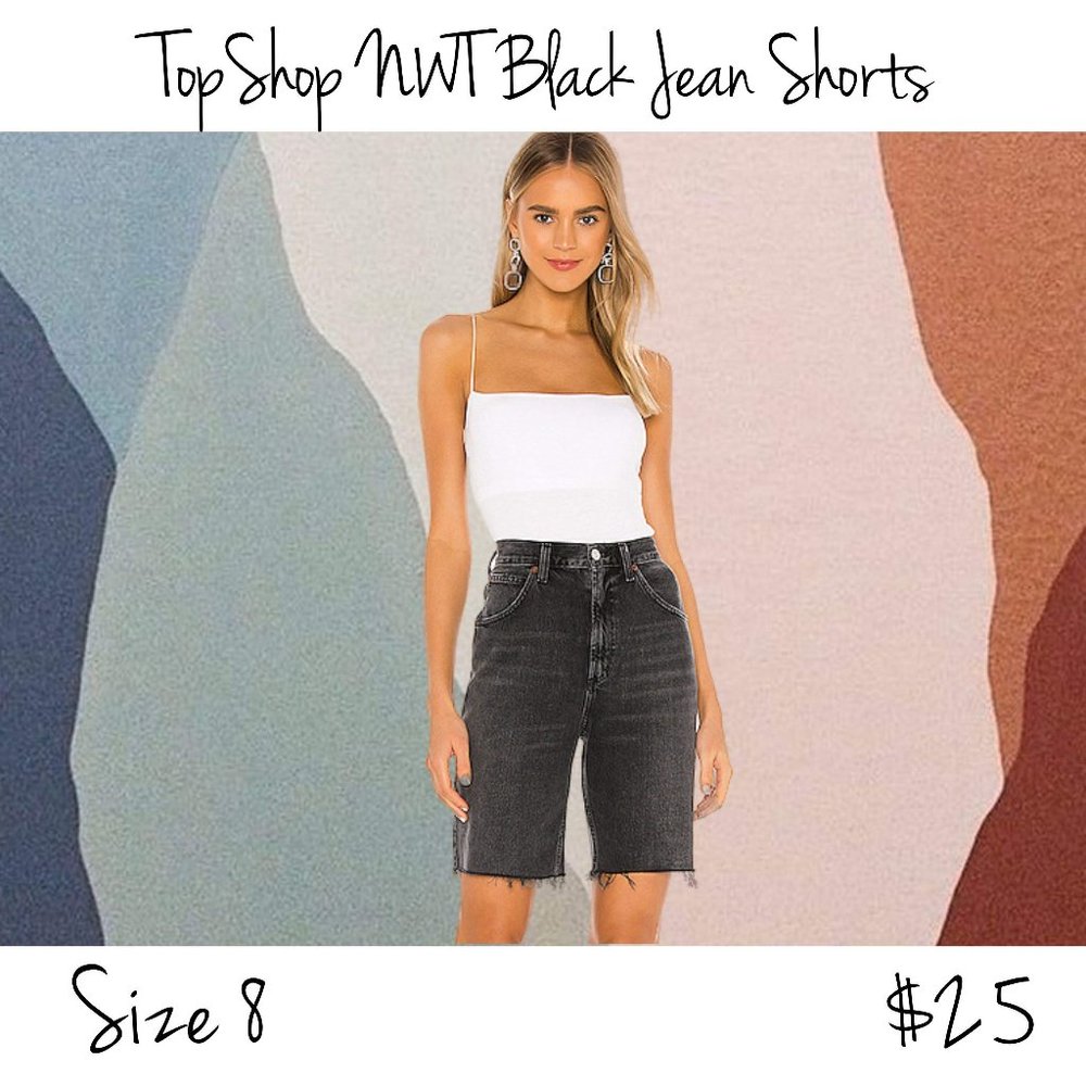 Topshop Black Bermuda Jean Shorts Size 8